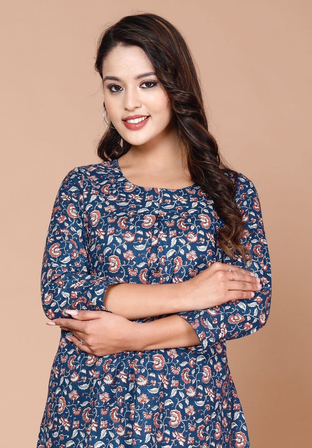 Short Kurti - Blue Floral print