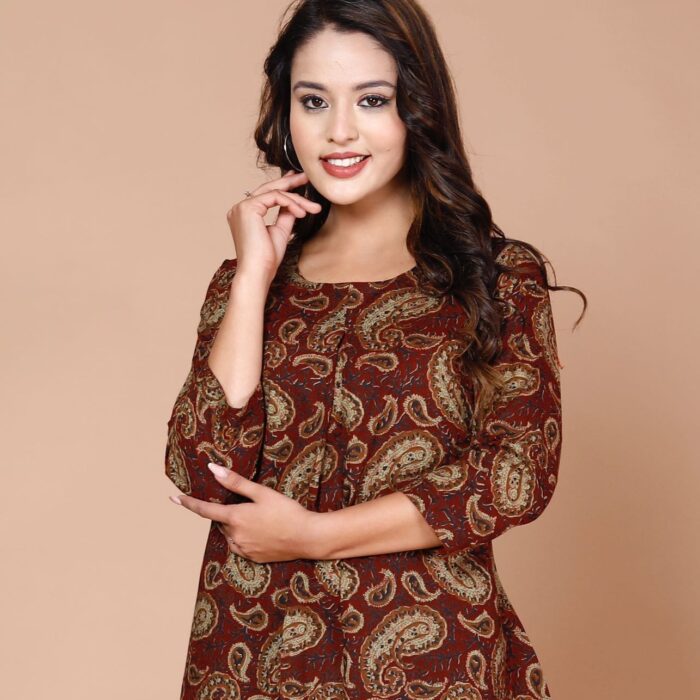 Short Kurti - Red Floral Print