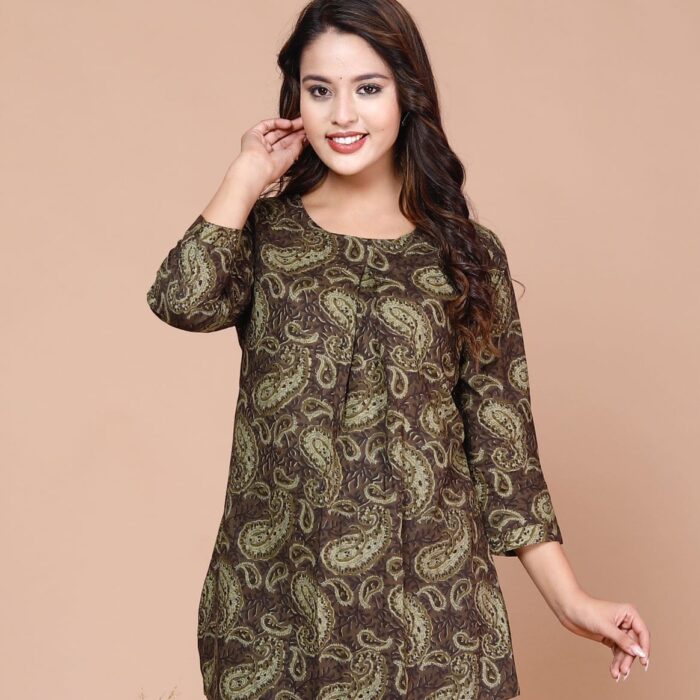 Short Kurti - Green Printed
