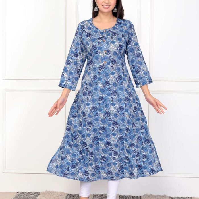 Blue A-line Kurti