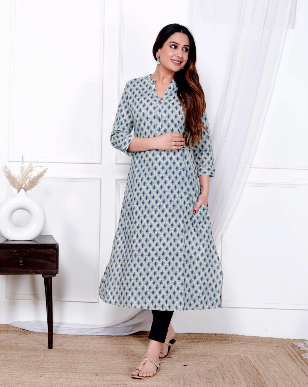 Sky Blue A-line Kurti