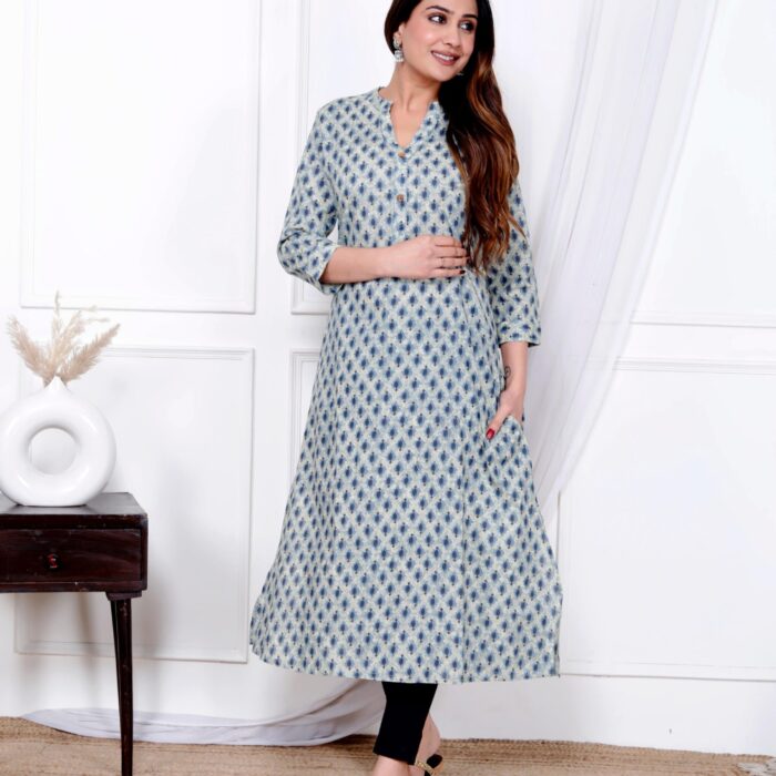 Sky Blue A-line Kurti