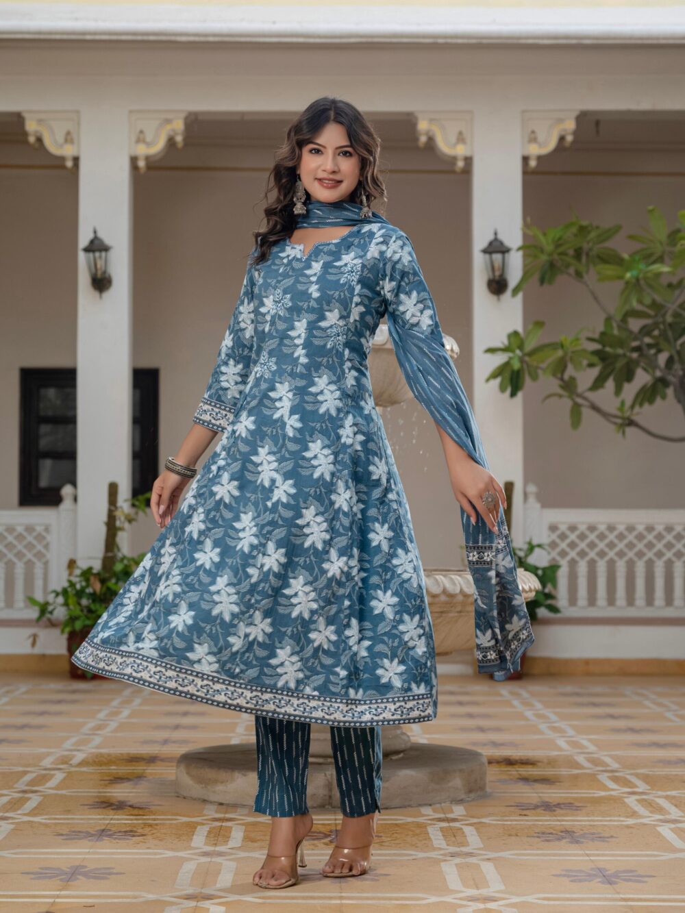 Print Anarkali Suit Set