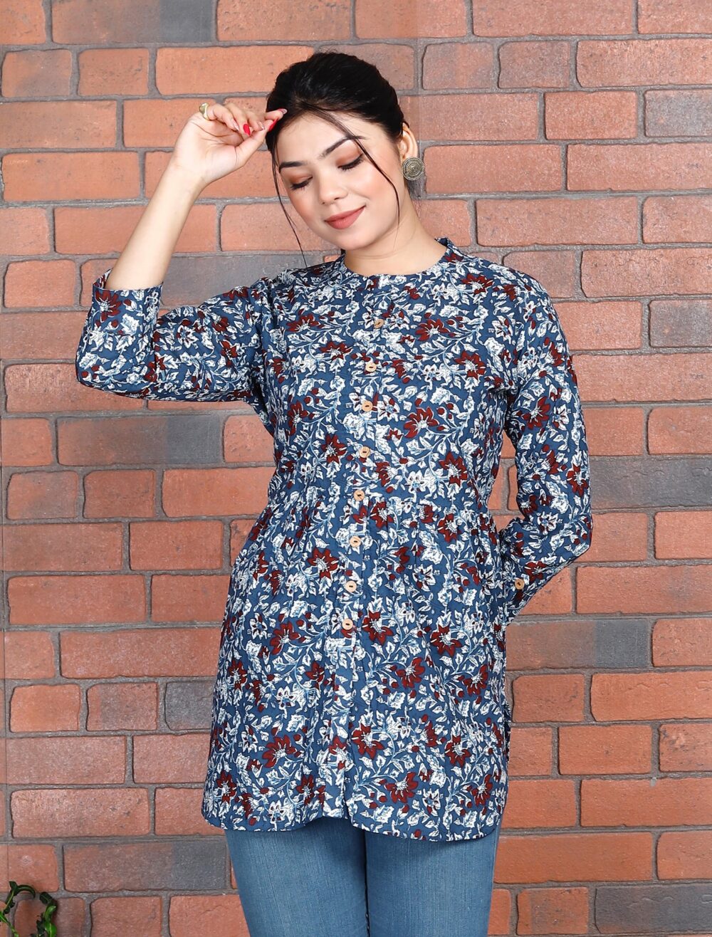 Short Kurti - Blue And White