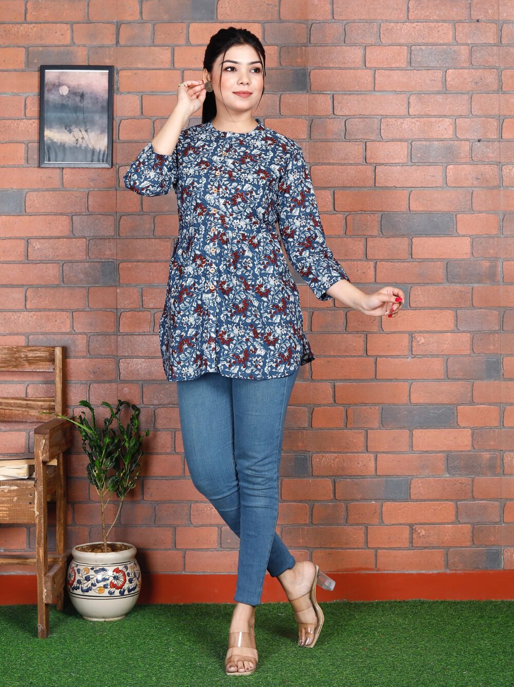 Short Kurti - Blue And White