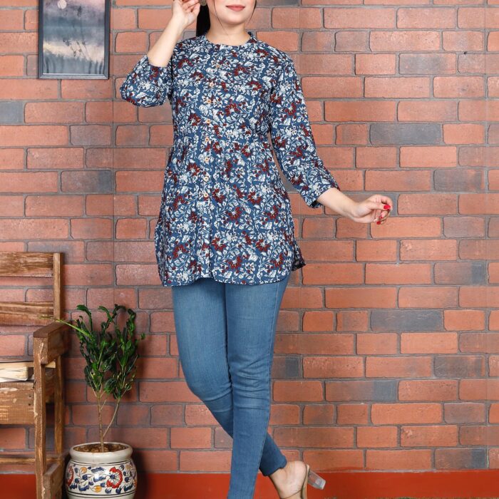 Short Kurti - Blue And White