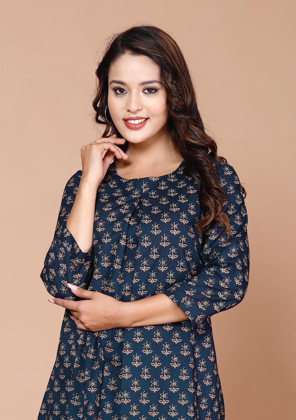 Short Kurti - Blue Floral Print