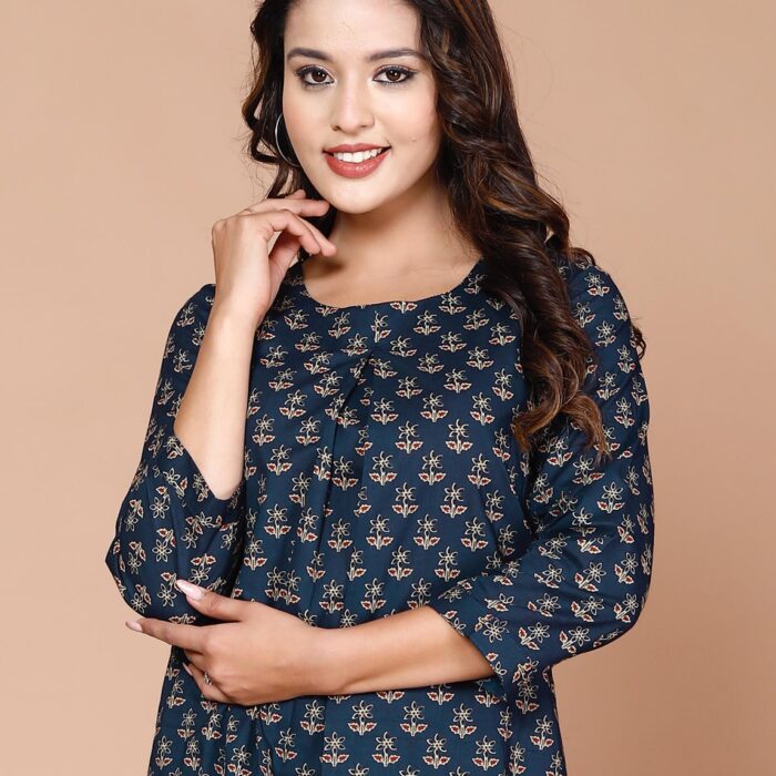 Short Kurti - Blue Floral Print