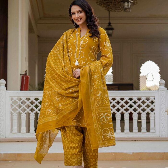 Elegant A-line kurta with Farshi salwar and dupatta set for women – traditional ethnic outfit perfect for festive and wedding occasions.